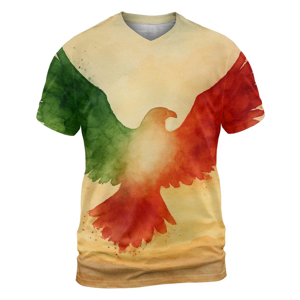Mexico Eagle Silhouette Flag Overlay designer pattern shirts