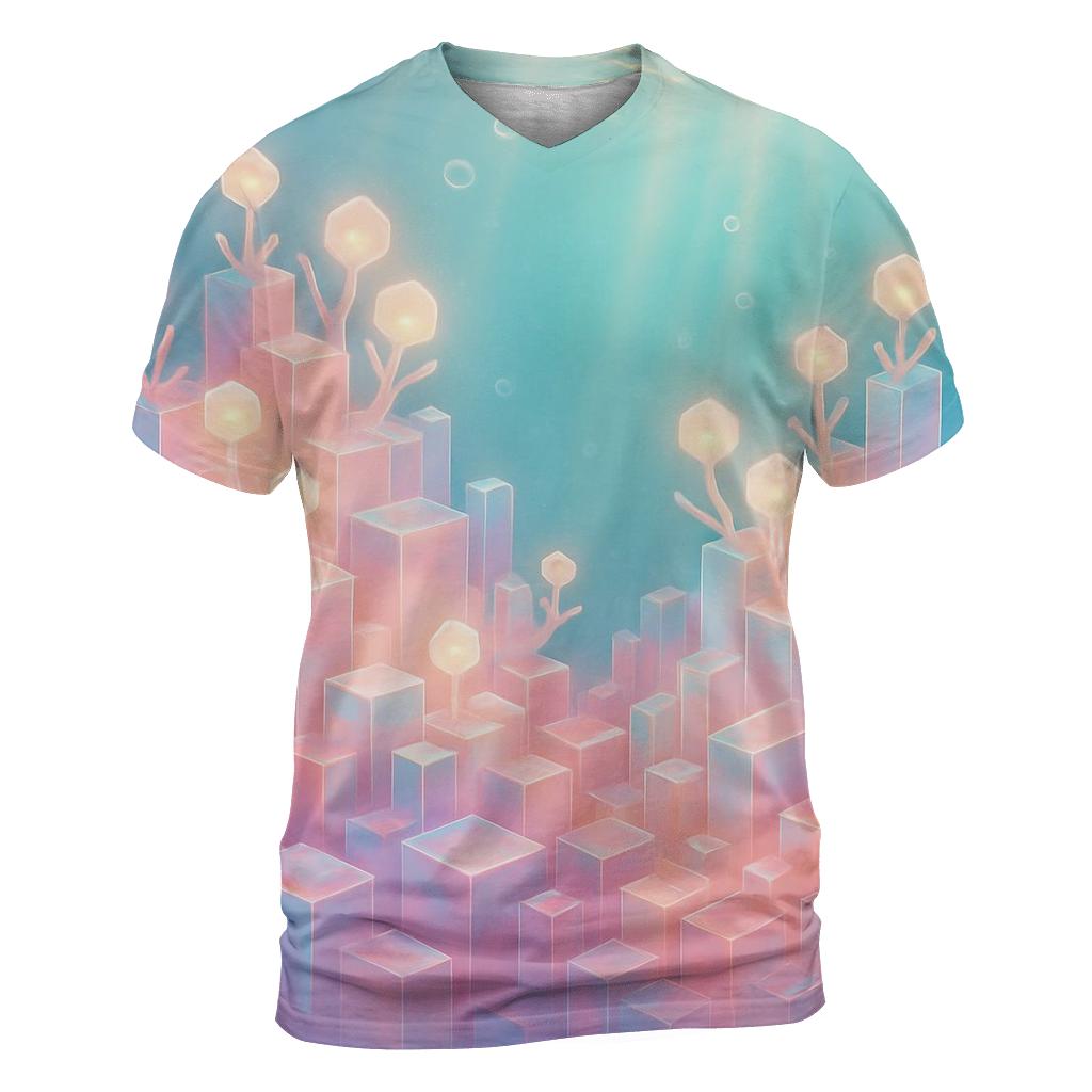Rose Quartz Data Reef artistic all-over print tops