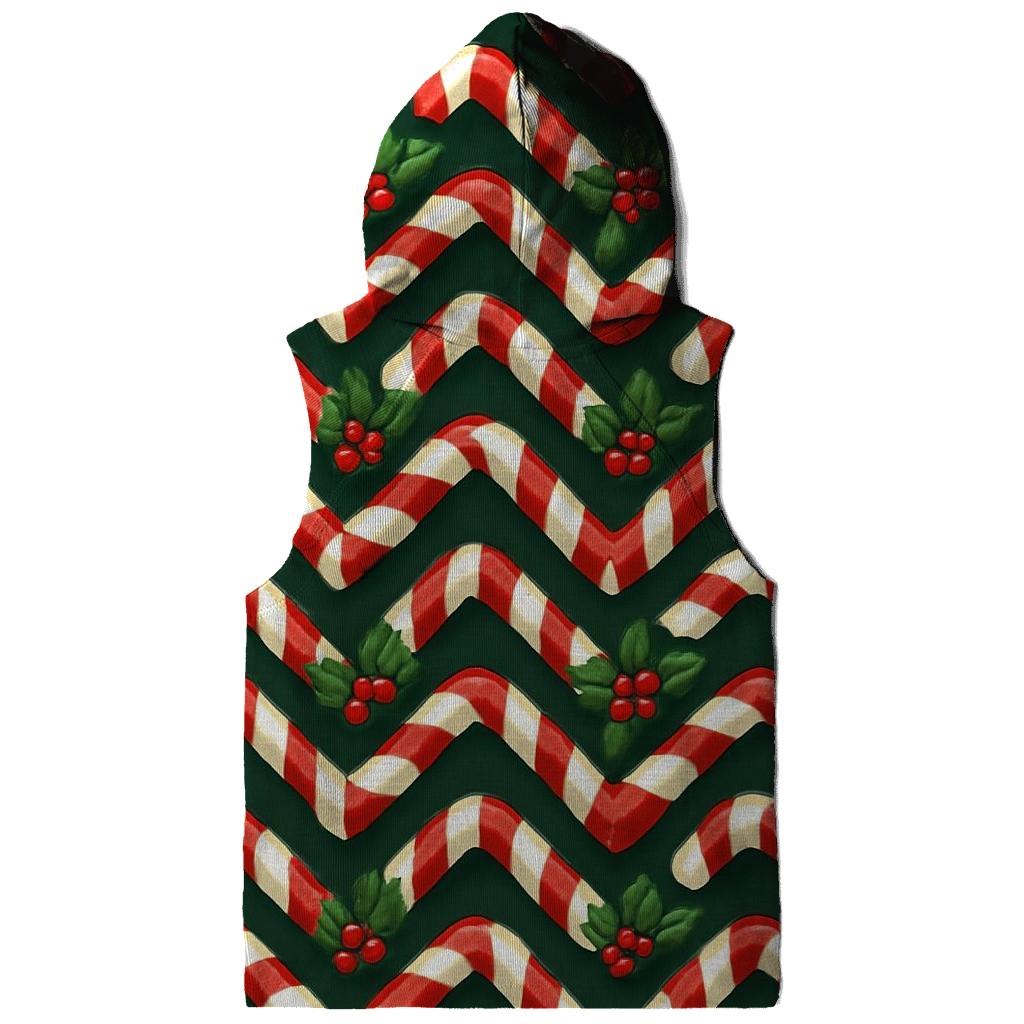 Candy Cane Ribbon Chevron On Deep Evergreen Background lightweight hoodies