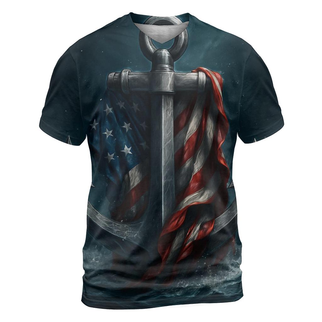Ocean Steel And Stripes creative print fashion shirts