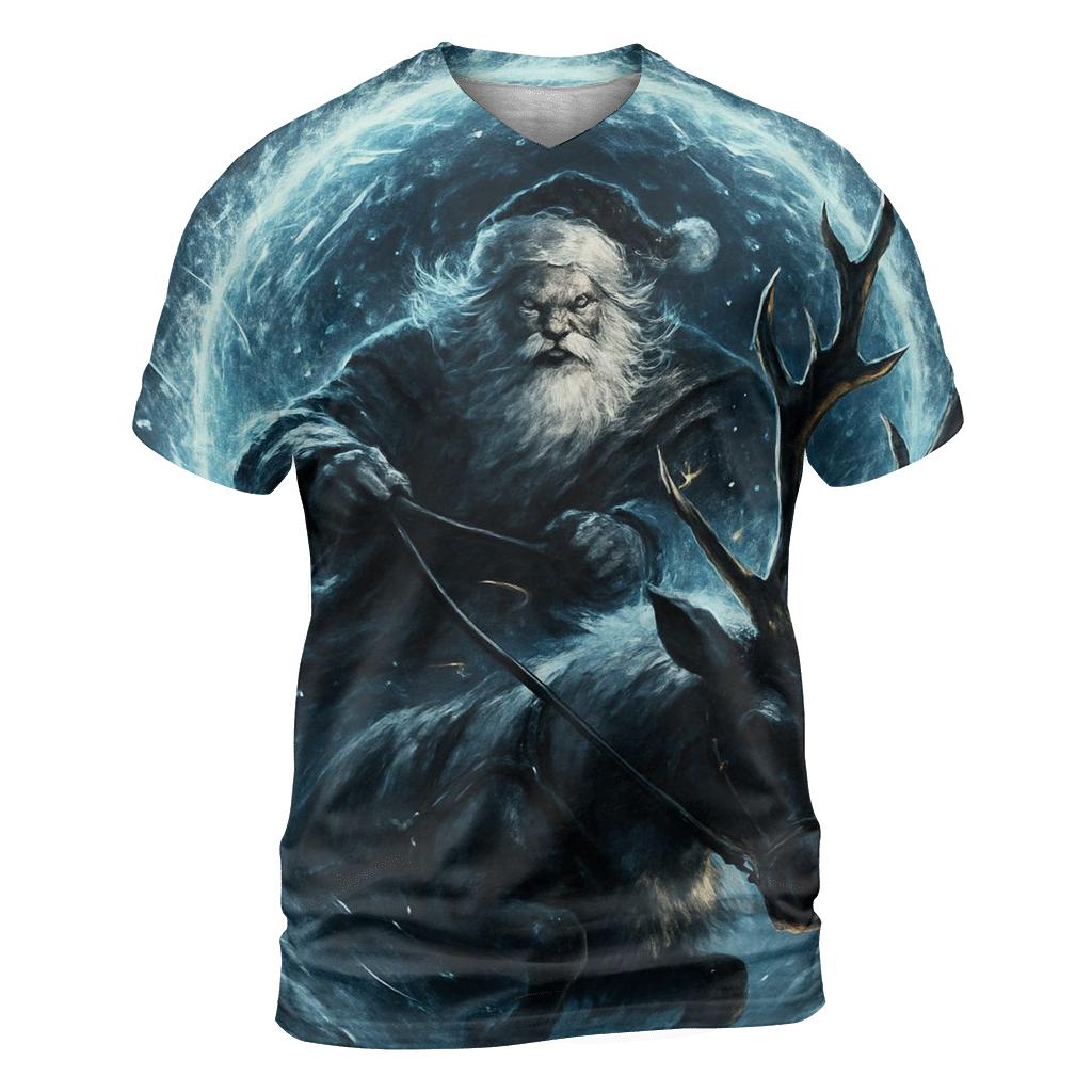 Epic Santa And Reindeer Through A Blizzard Portal vibrant all-over design tees