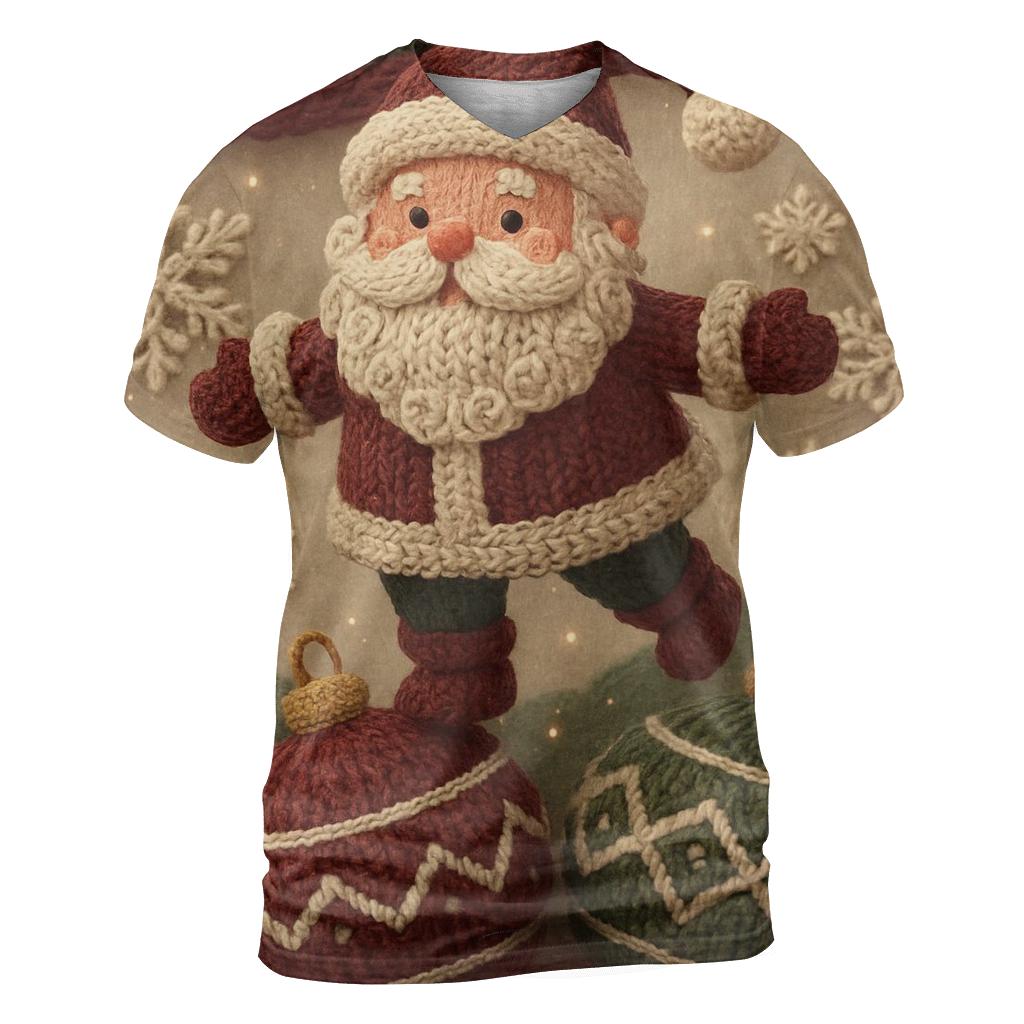 Knitted Pattern Santa In Ornament Wonderland creative print fashion shirts