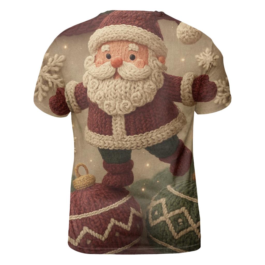 Knitted Pattern Santa In Ornament Wonderland creative print fashion shirts