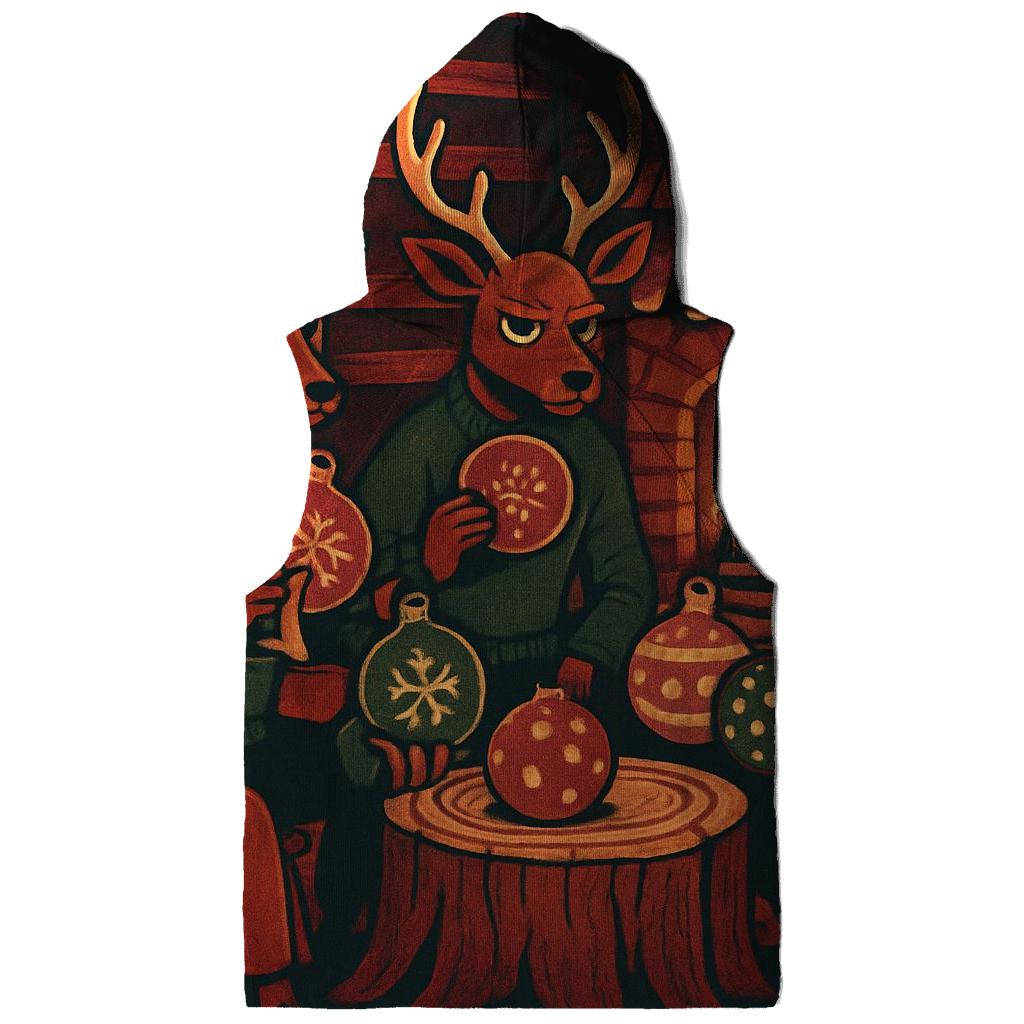 Reindeer Poker Night In Cozy Cabin Glow premium hoodies