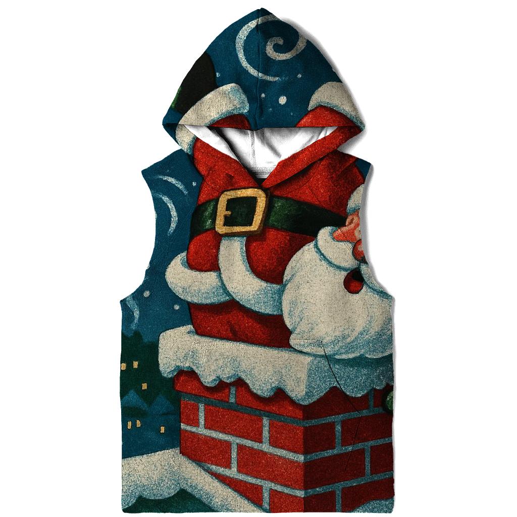 Santa Stuck In Chimney Snowstorm Swirl graphic hoodies