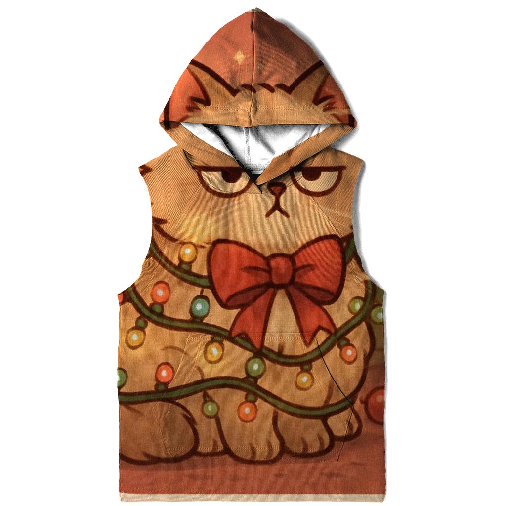 Grumpy Christmas Cat Tangled In Fairylights heavyweight hoodies