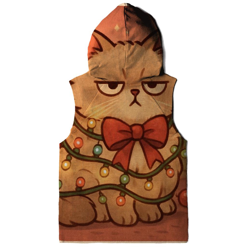 Grumpy Christmas Cat Tangled In Fairylights heavyweight hoodies