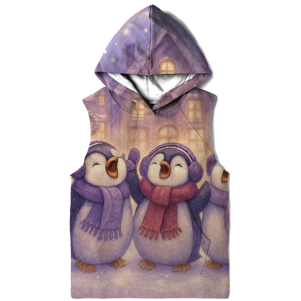 Penguin Carolers In Snow Globe Street Scene lightweight hoodies