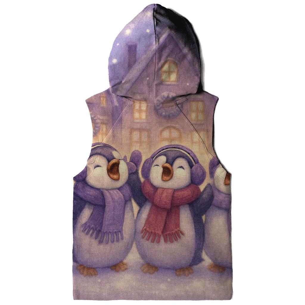 Penguin Carolers In Snow Globe Street Scene lightweight hoodies