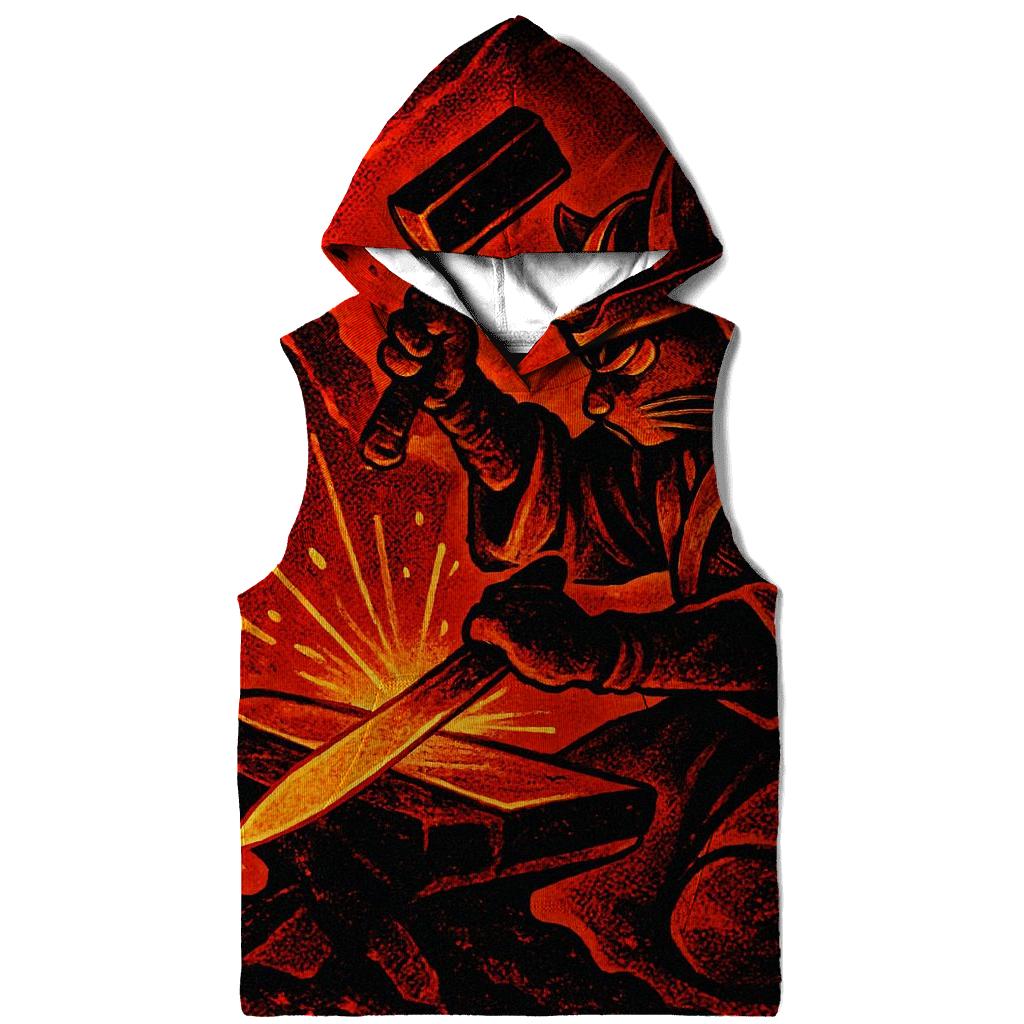 Volcanic Forge Samurai Cat zip-up hoodies