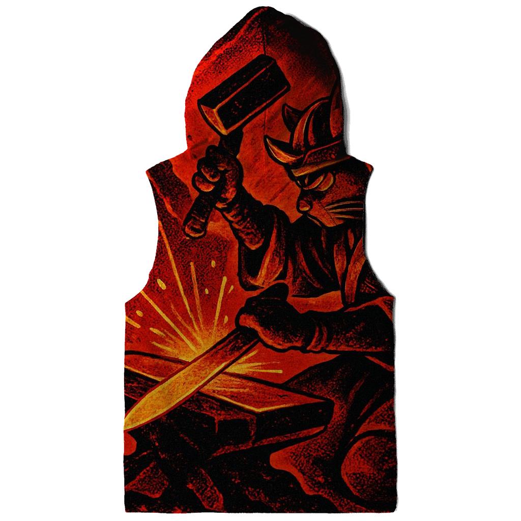 Volcanic Forge Samurai Cat zip-up hoodies