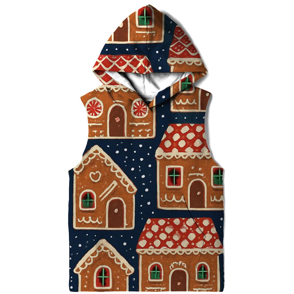 Gingerbread House Tile Blocks On Navy Background hoodie designs
