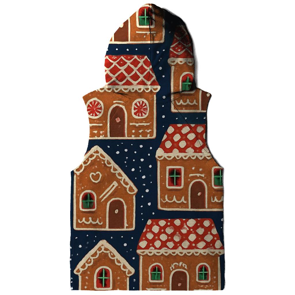Gingerbread House Tile Blocks On Navy Background hoodie designs
