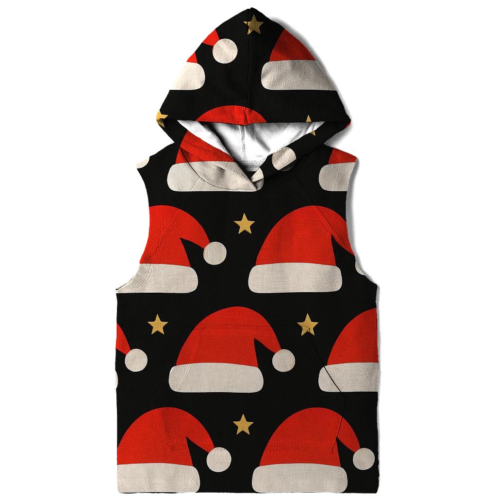 Santa Hat Stripe Bands On Black Background lightweight hoodies