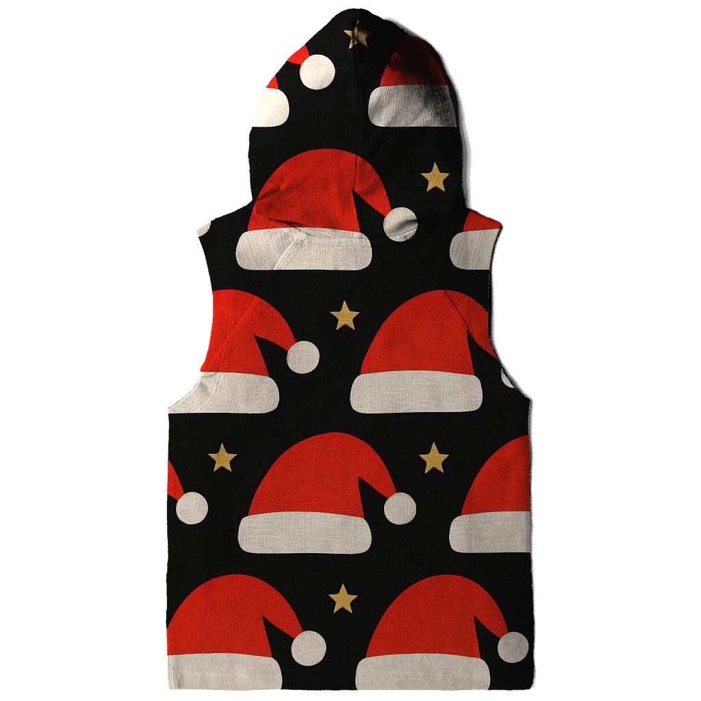Santa Hat Stripe Bands On Black Background lightweight hoodies