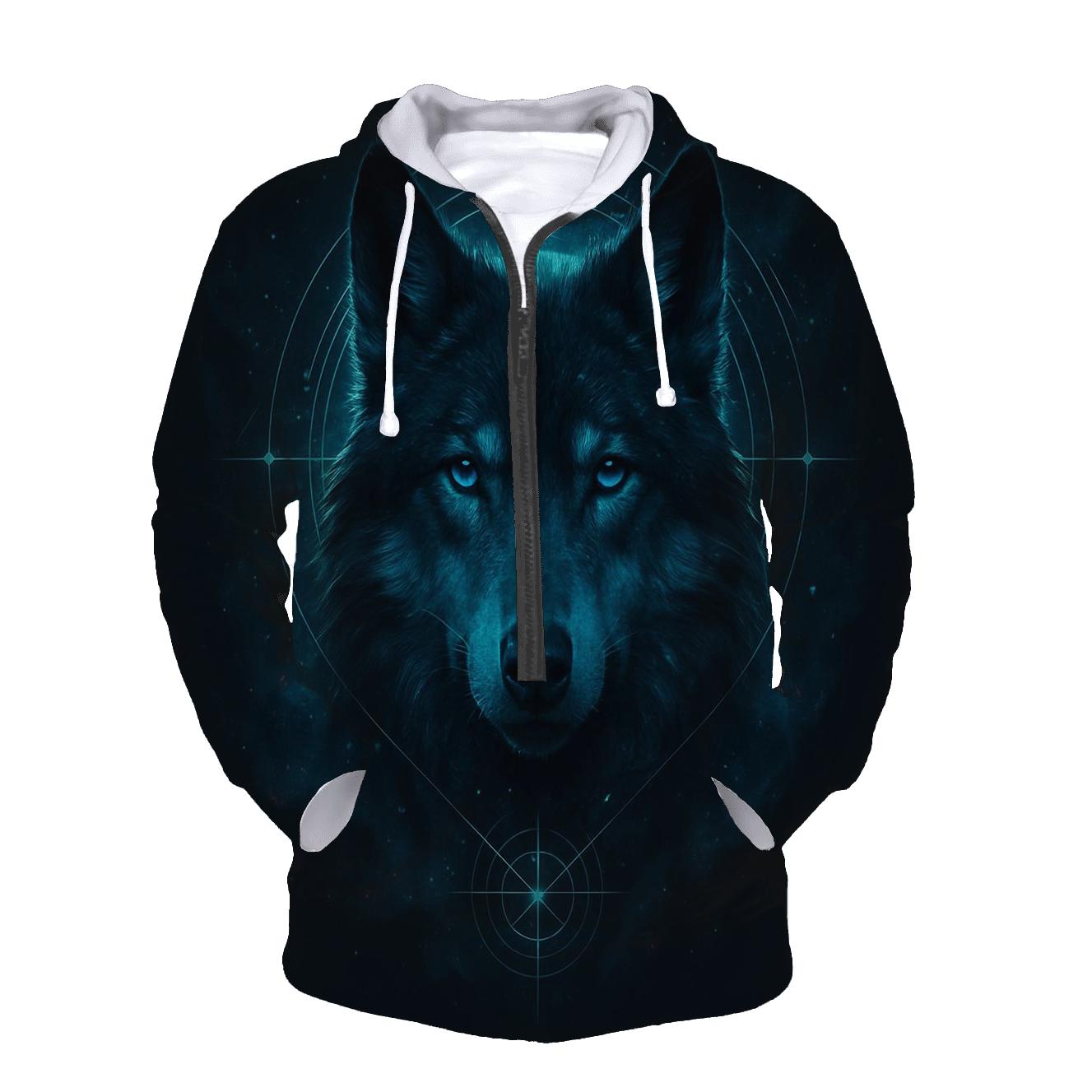 Astral Compass Wolf zip-up hoodies