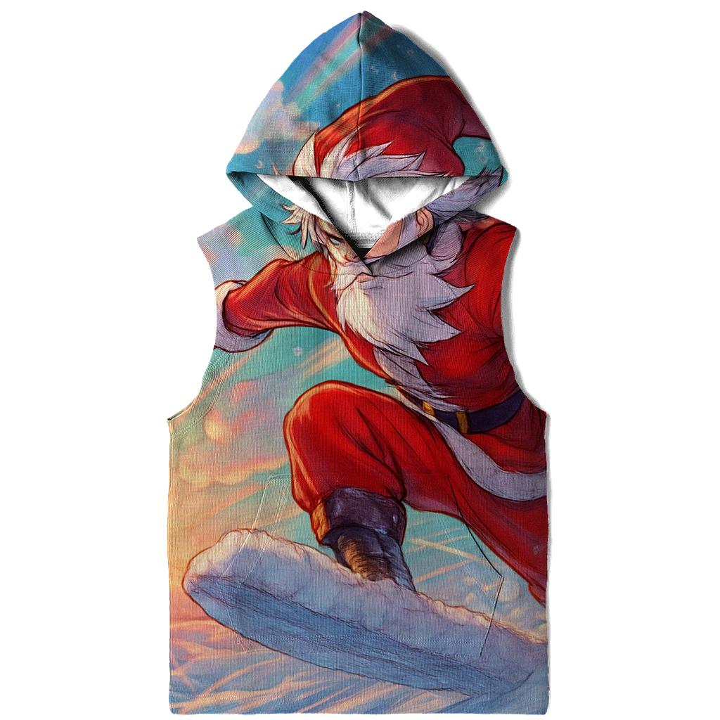 Anime Inspired Santa Sky Surfing On Snow Clouds pullover hoodies