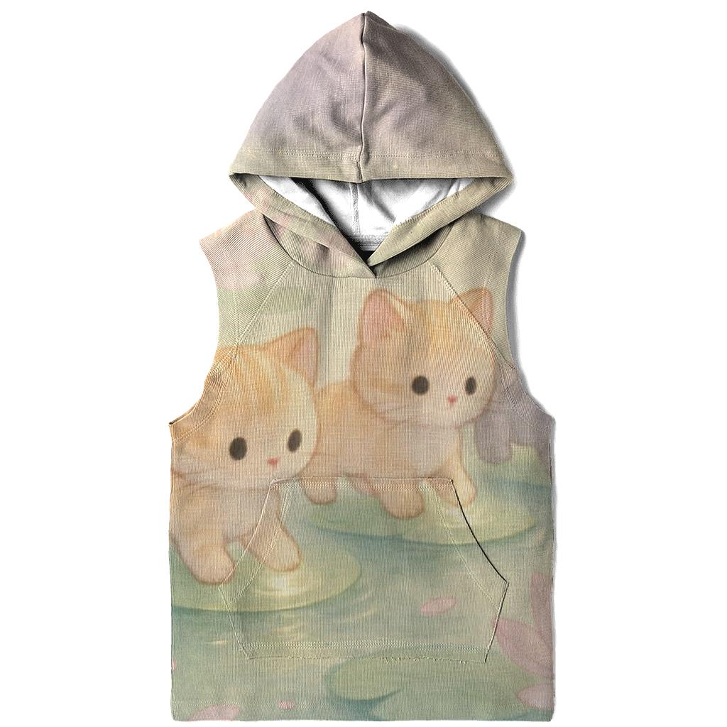 Floating Lotus Pond Kittens embroidered hoodies