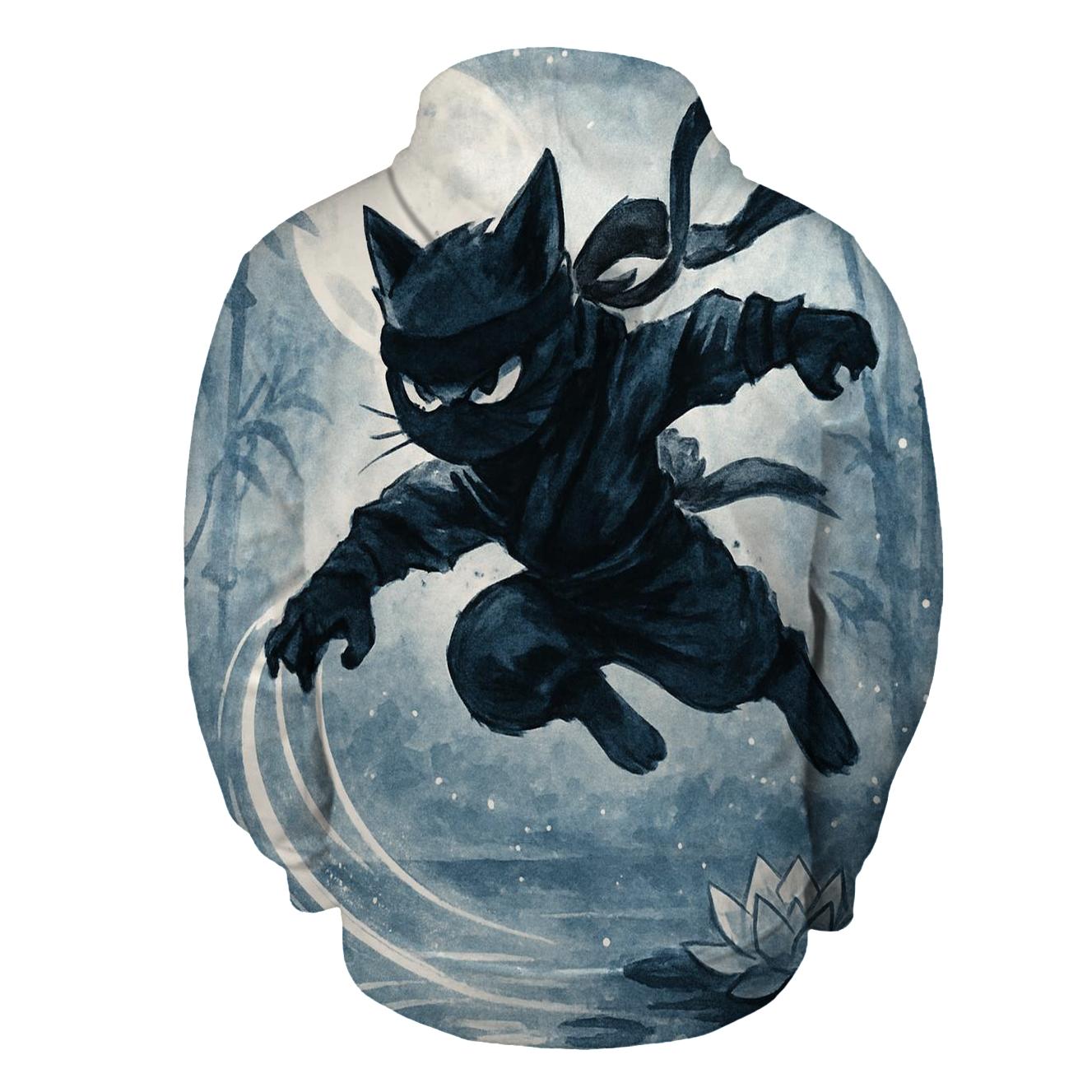 Koi Pond Moonlight Cat Ninja graphic hoodies
