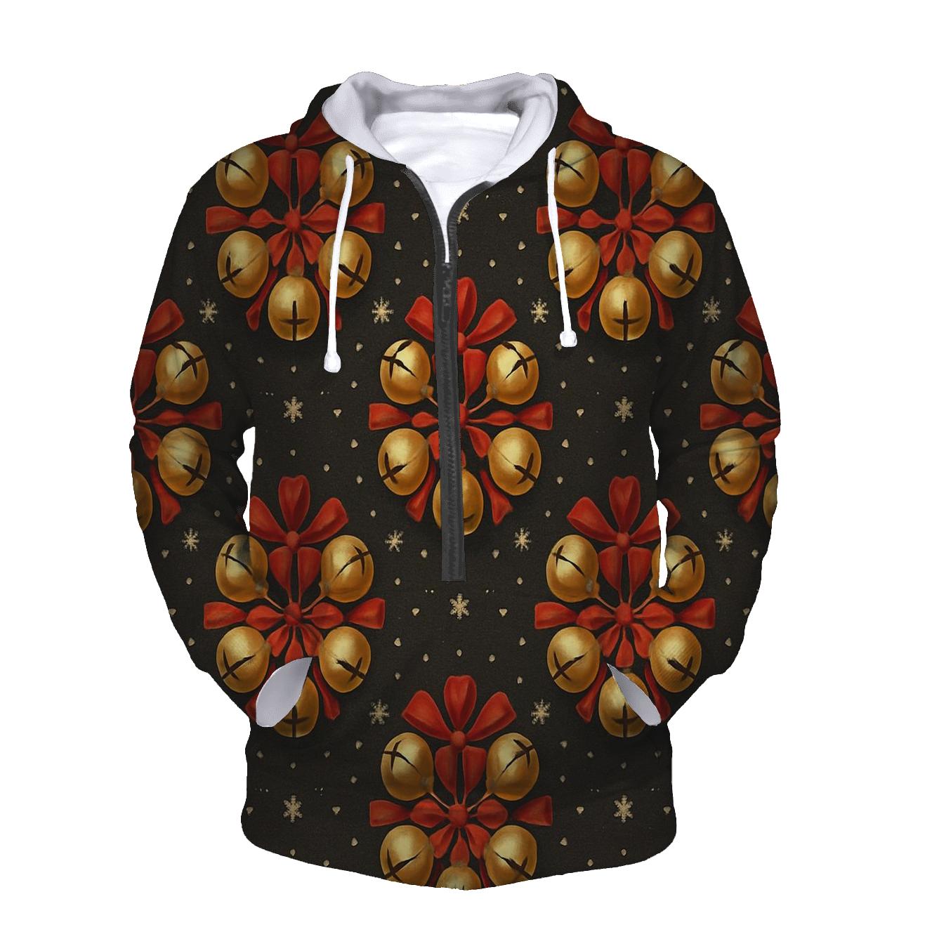 Golden Bell Rosette Medallions On Charcoal Background hoodies fashion