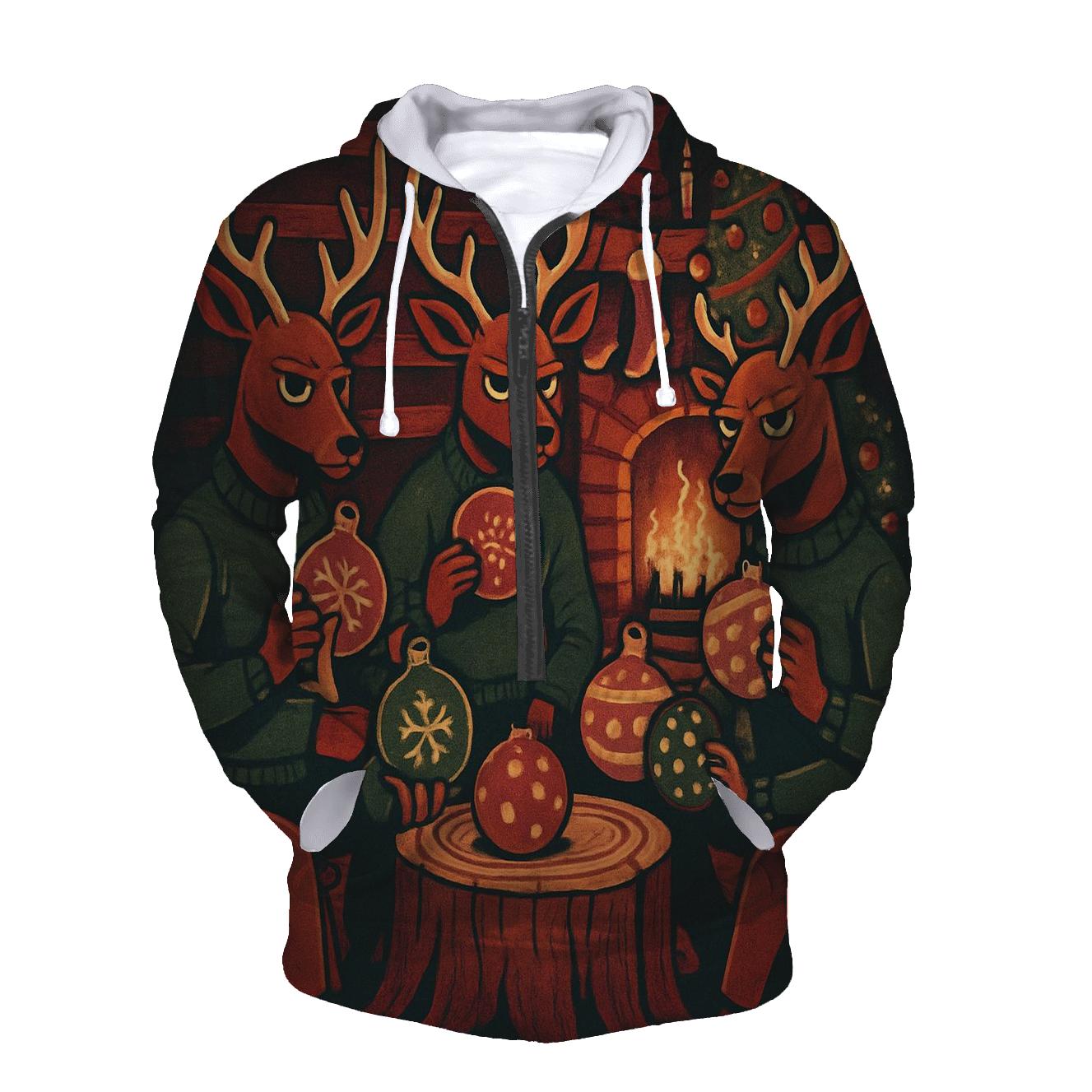 Reindeer Poker Night In Cozy Cabin Glow hoodie designs