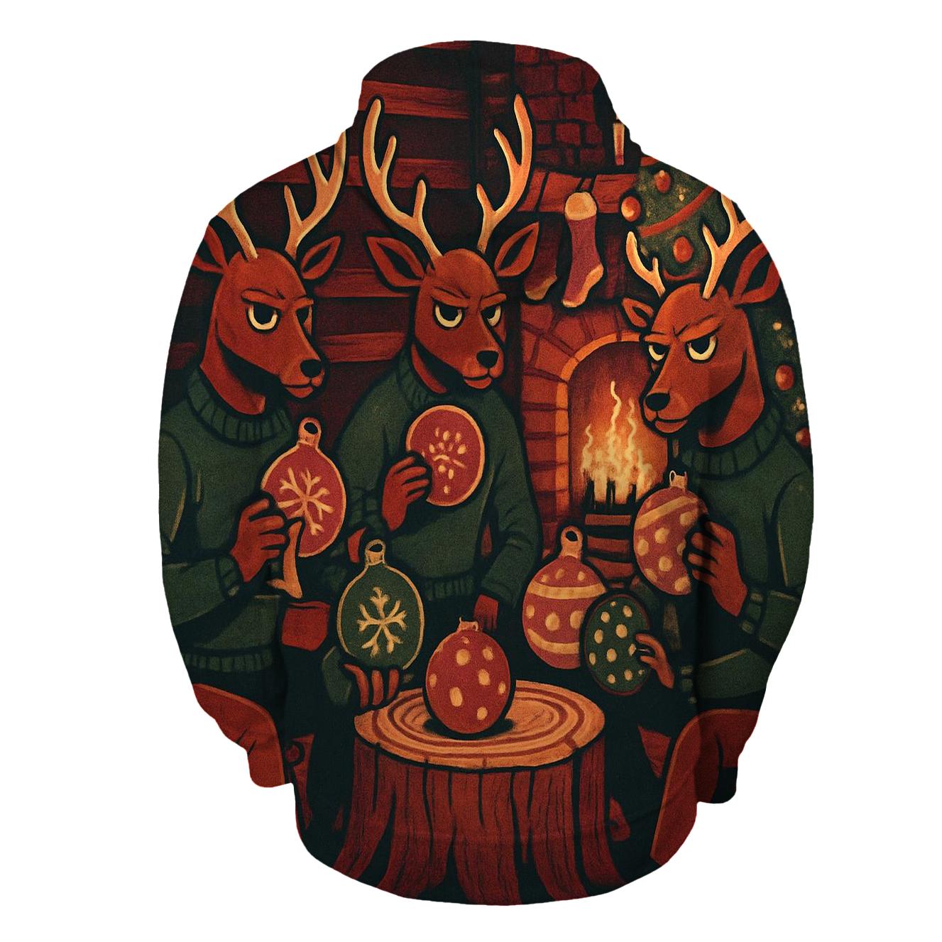 Reindeer Poker Night In Cozy Cabin Glow hoodie designs