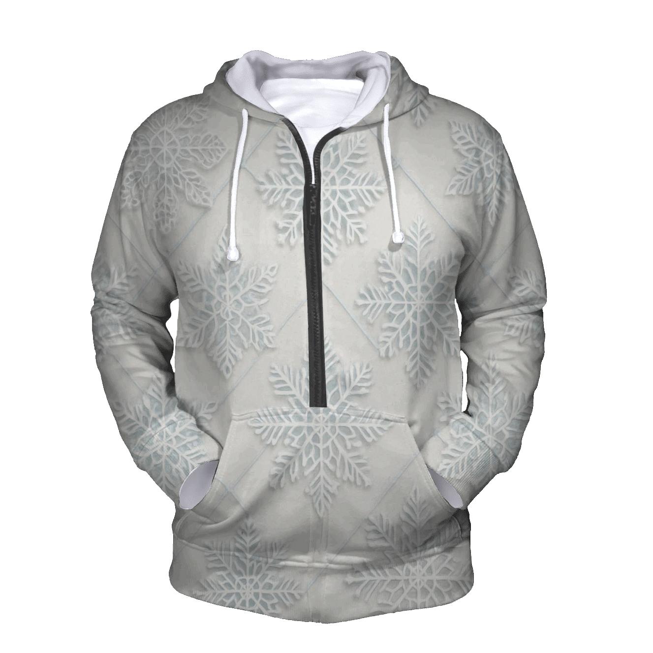 Snowflake Lace Lattice On Ivory Background zip-up hoodies