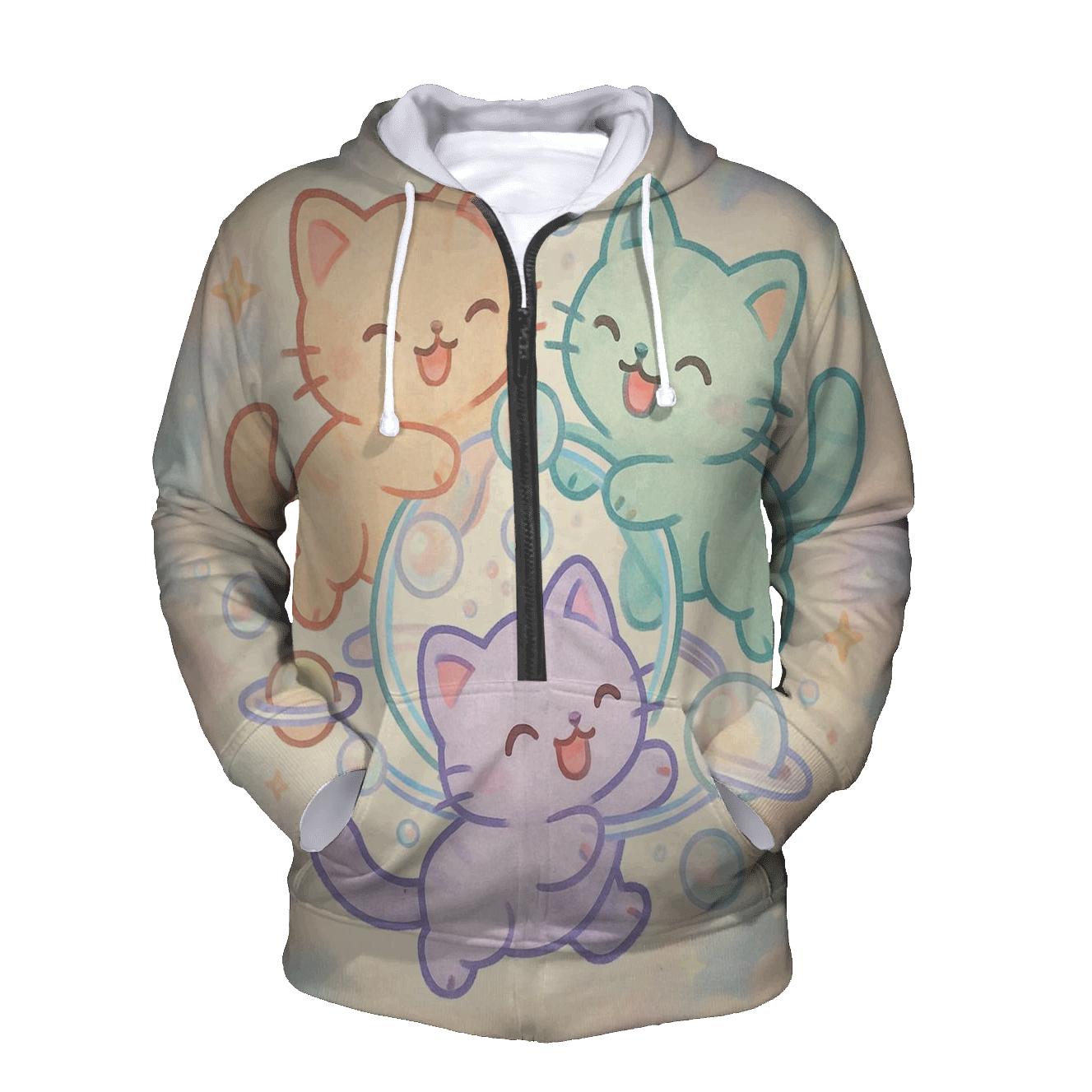 Bubble Planet Kitten Carousel pullover hoodies