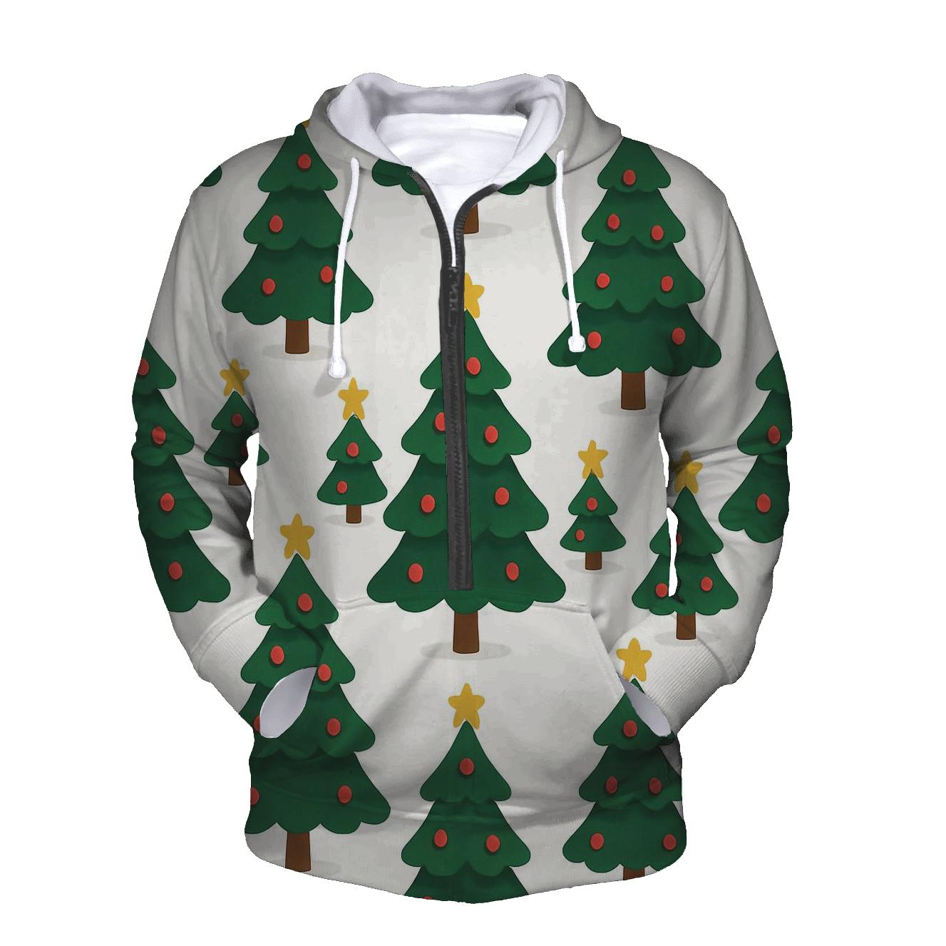 Christmas Tree Icon Grid On White Background heavyweight hoodies