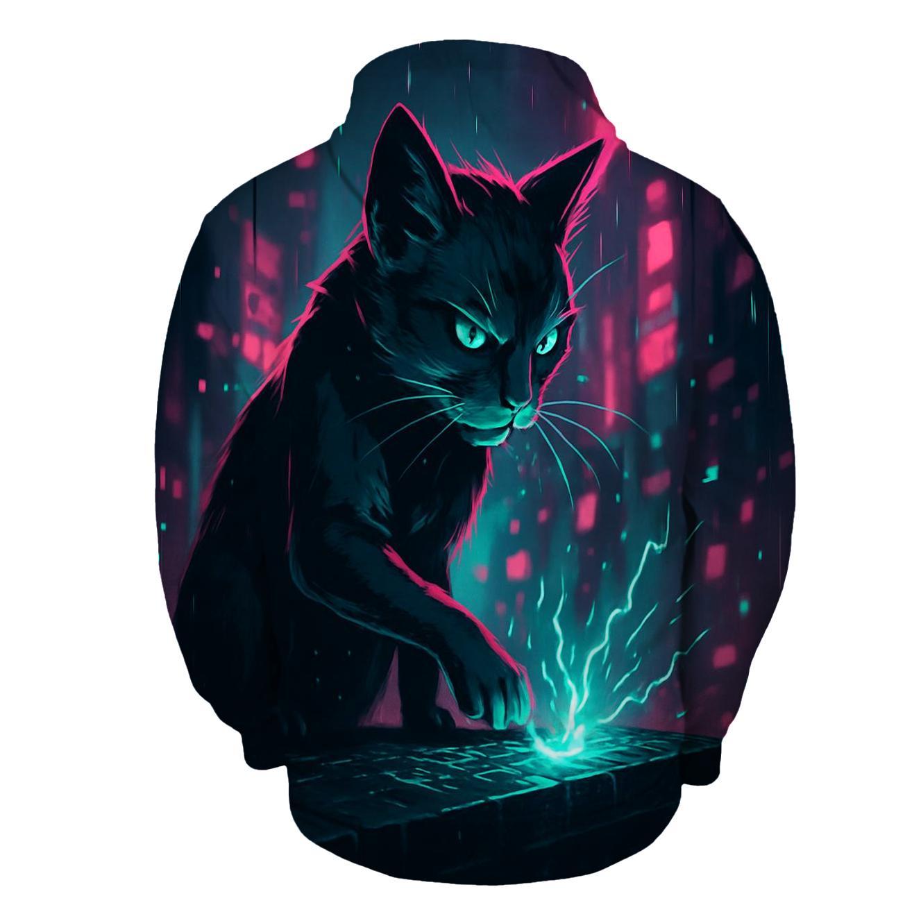 Neon Alley Circuit Cat hoodies fashion