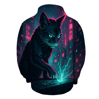 Neon Alley Circuit Cat hoodies fashion
