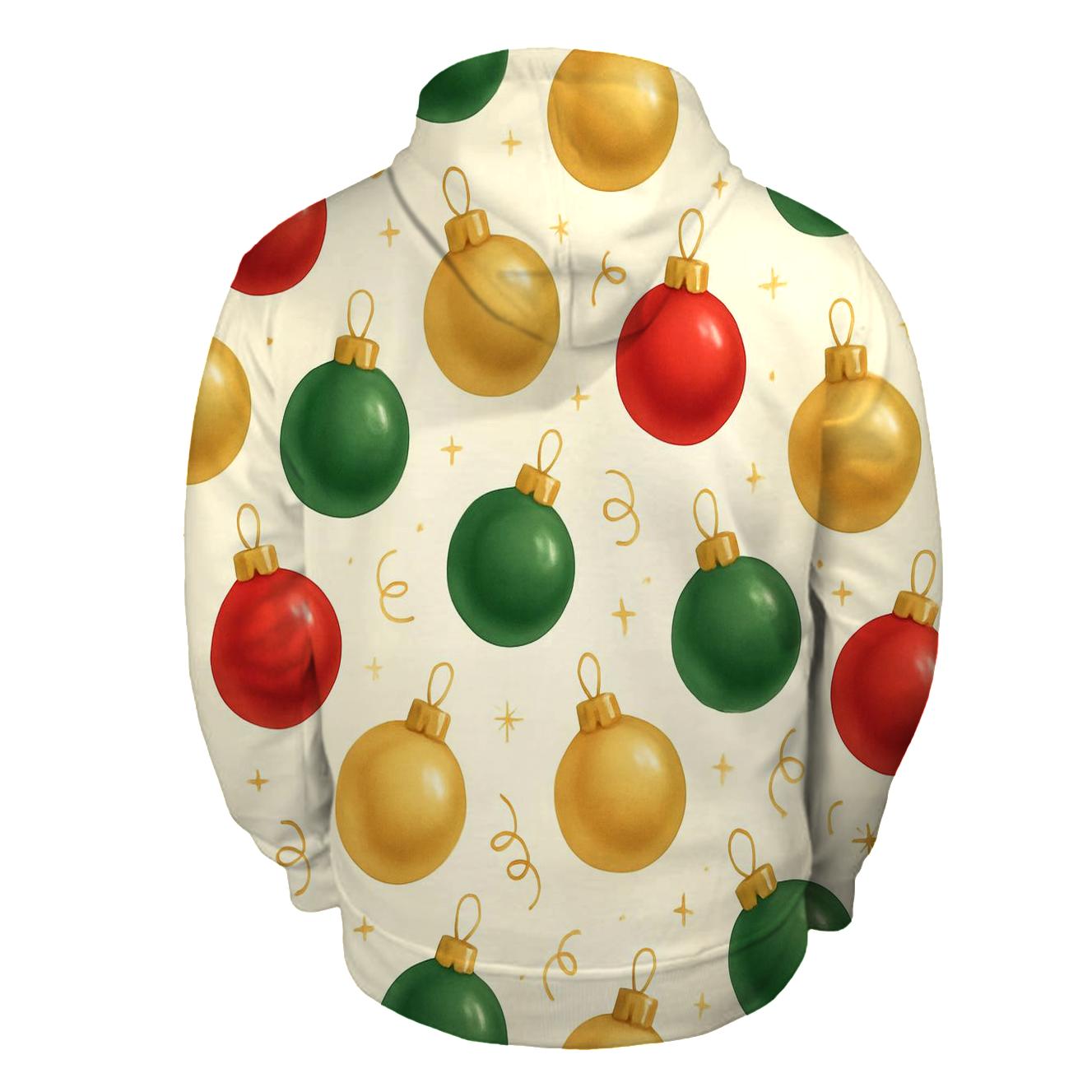 Red And Green Ornament Scatter On Cream Background printed hoodies