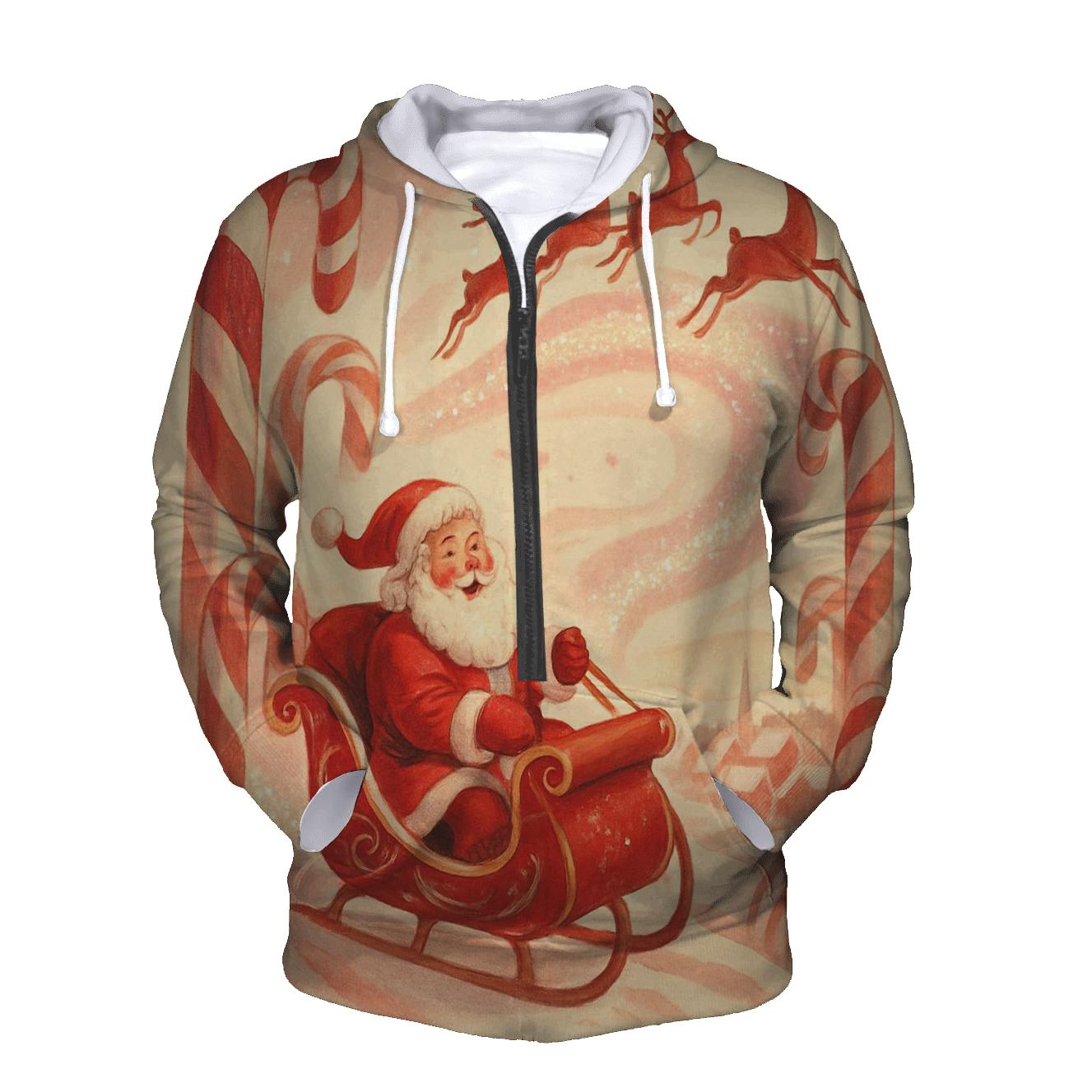 Storybook Sleigh Over Candy Cane Canyons zip-up hoodies