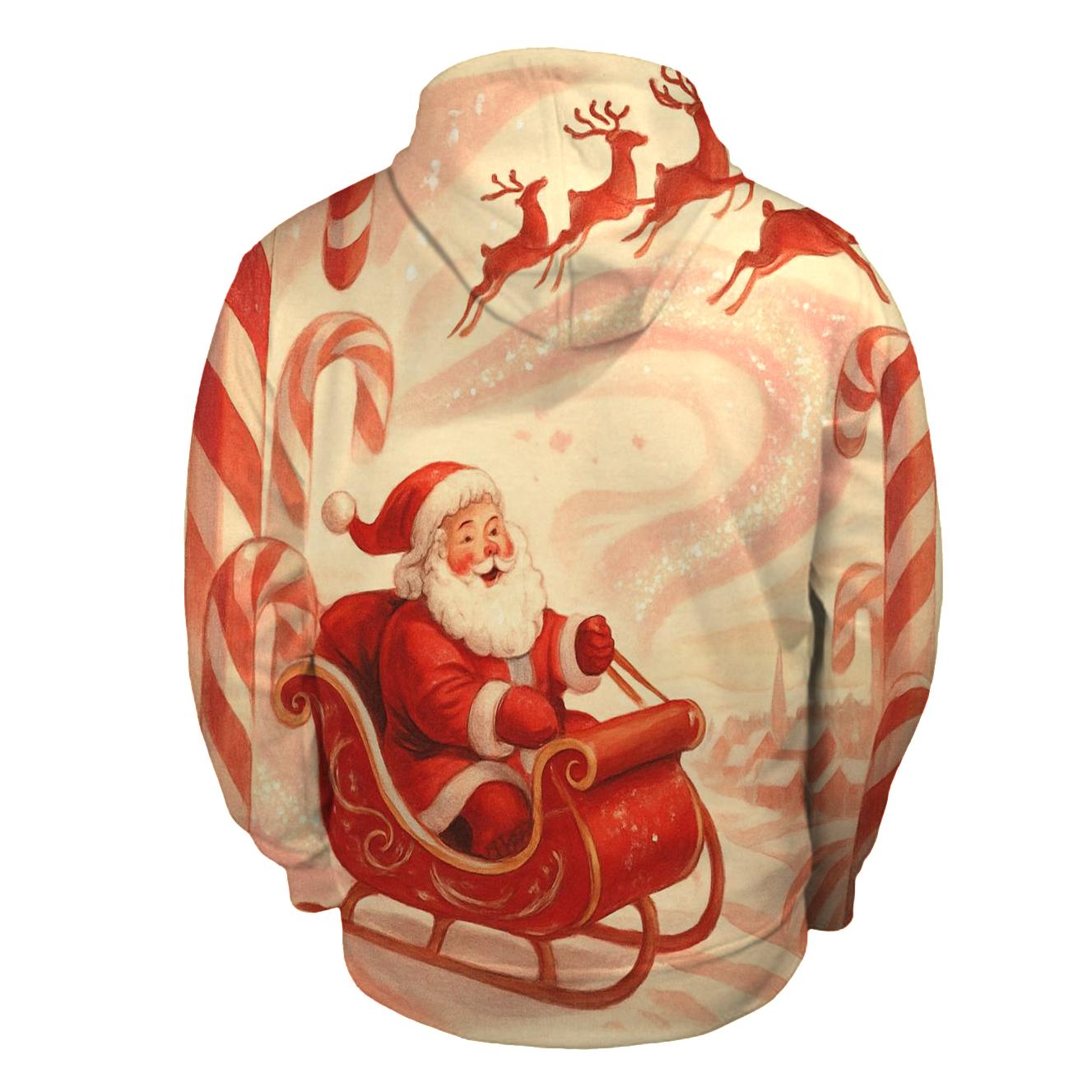 Storybook Sleigh Over Candy Cane Canyons zip-up hoodies