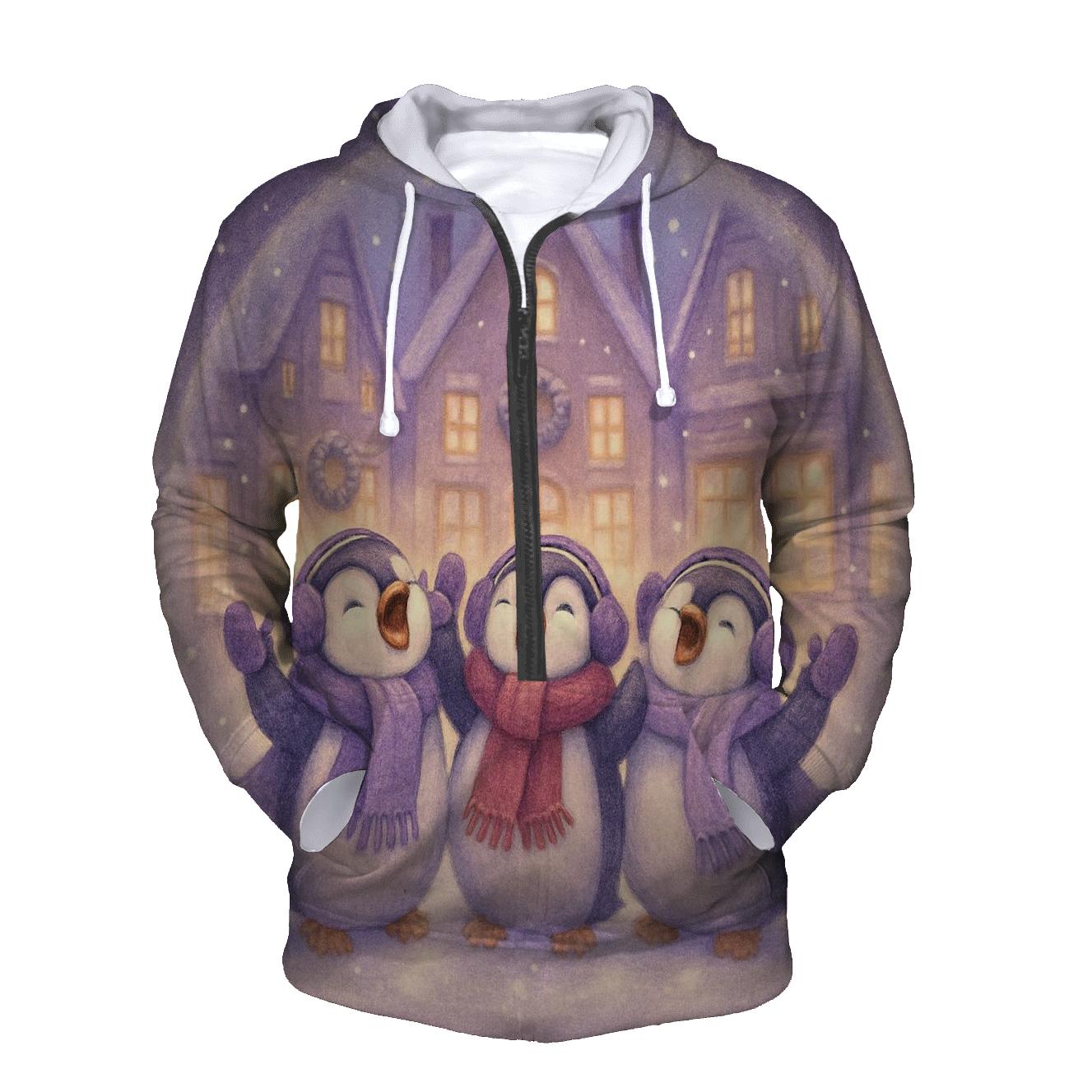 Penguin Carolers In Snow Globe Street Scene custom hoodies