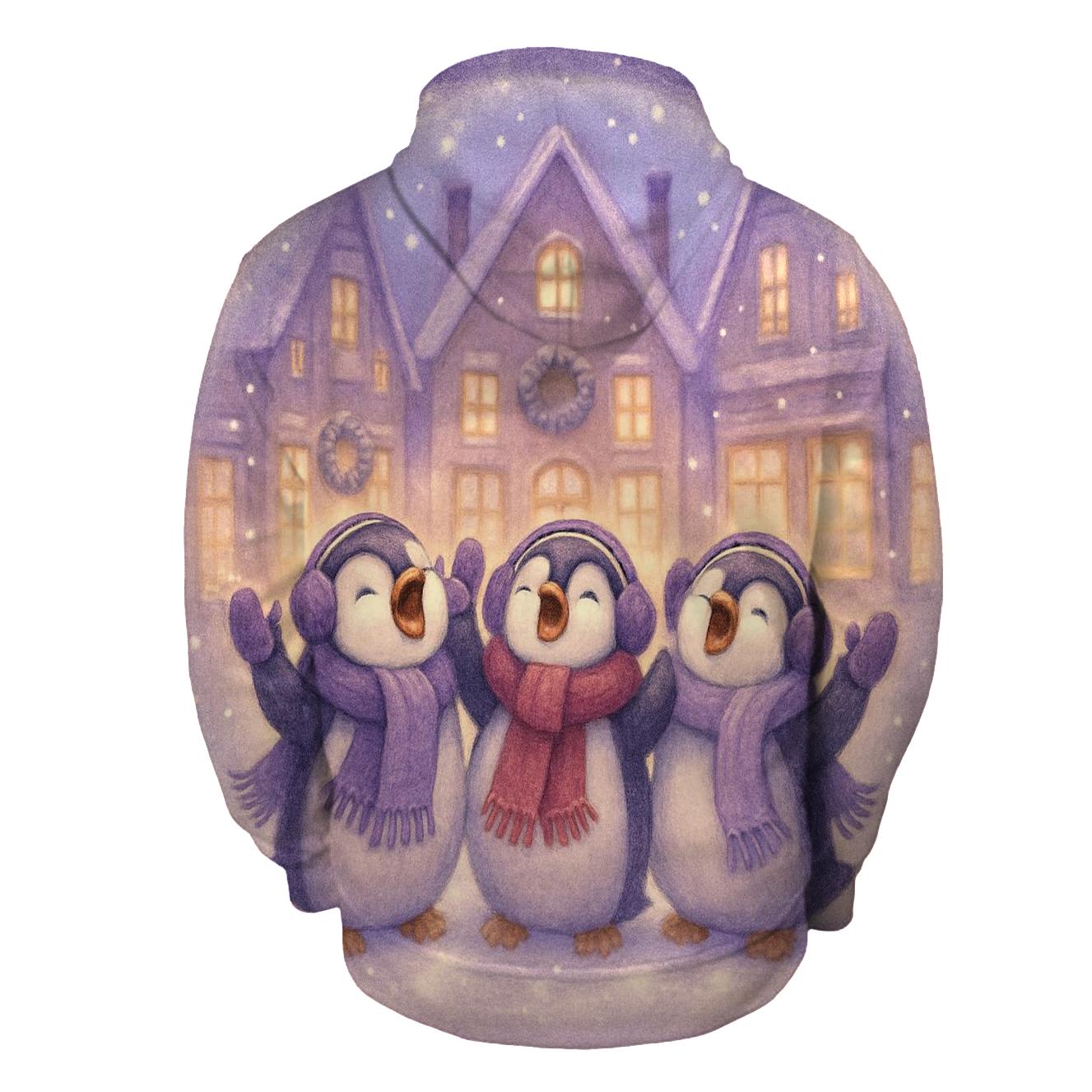 Penguin Carolers In Snow Globe Street Scene custom hoodies