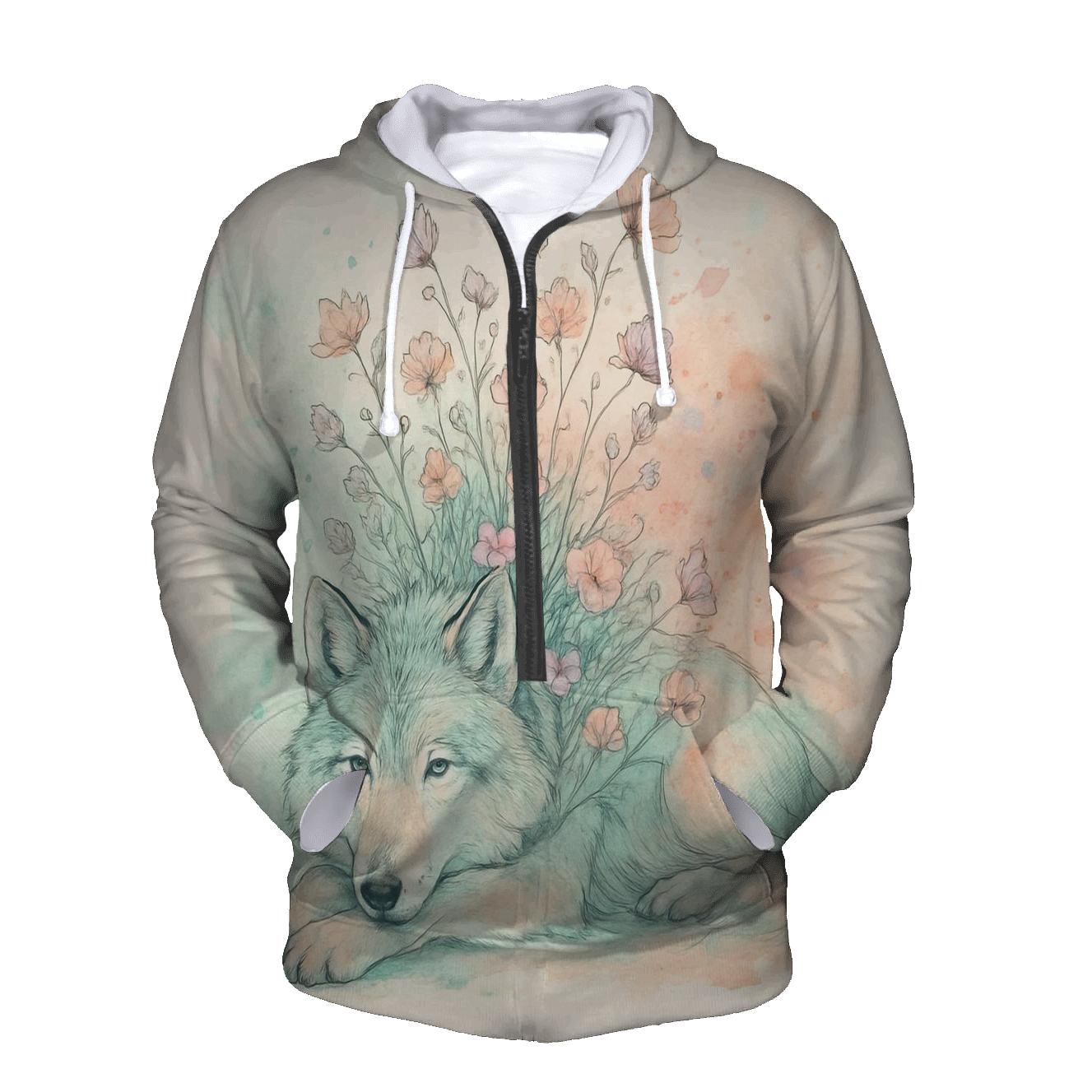 Meadow Ink Bloom Wolf lightweight hoodies