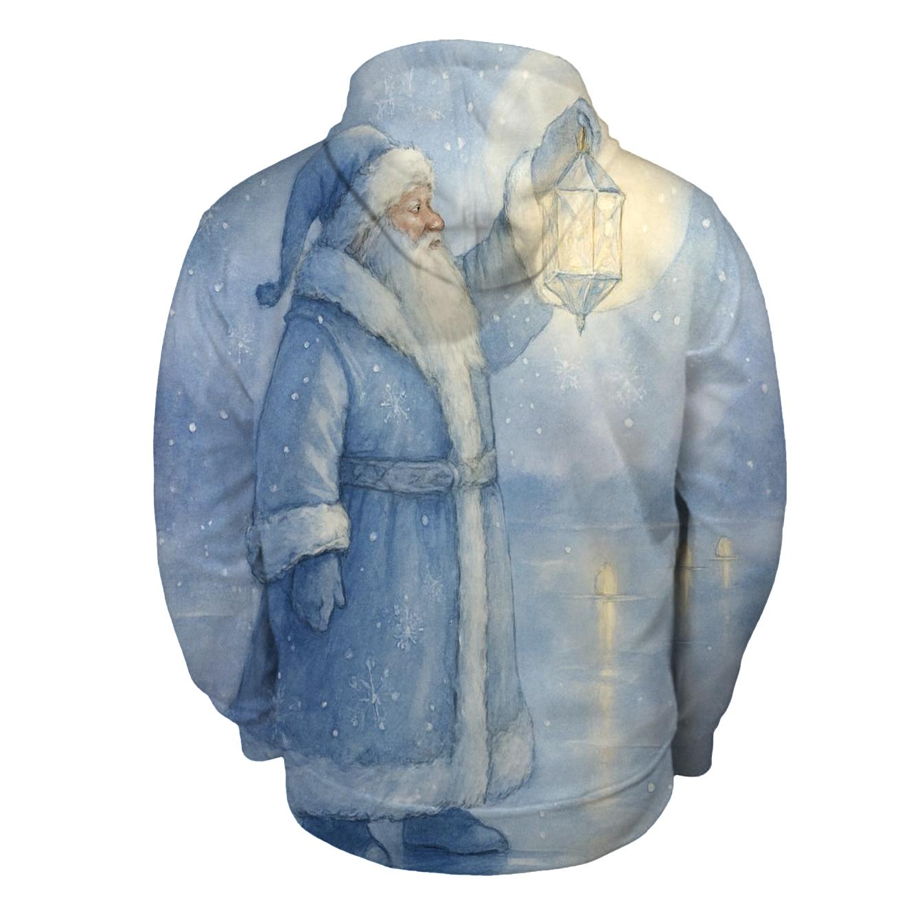 Frosted Moonlight Santa And The Ice Lanterns printed hoodies