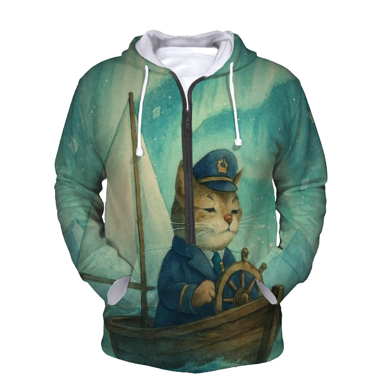 Aurora Sailing Cat Captain hoodie styles