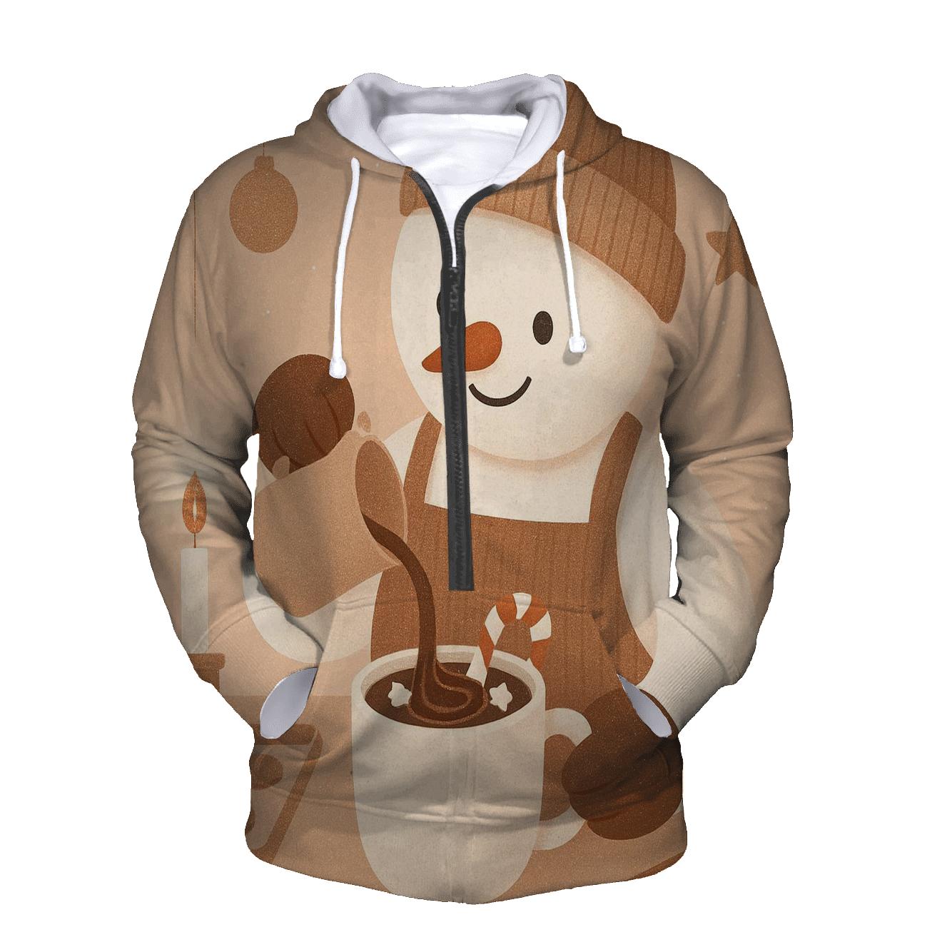 Snowman Barista Serving Cocoa Swirls pullover hoodies