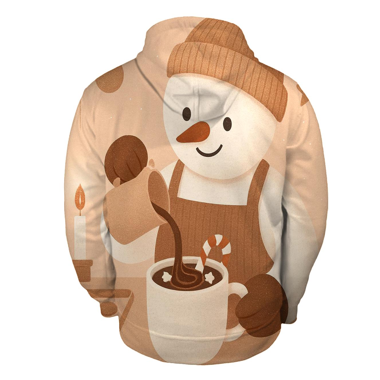 Snowman Barista Serving Cocoa Swirls pullover hoodies