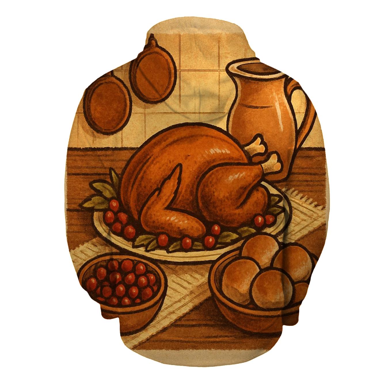 Farmhouse Feast Table Still Life printed hoodies