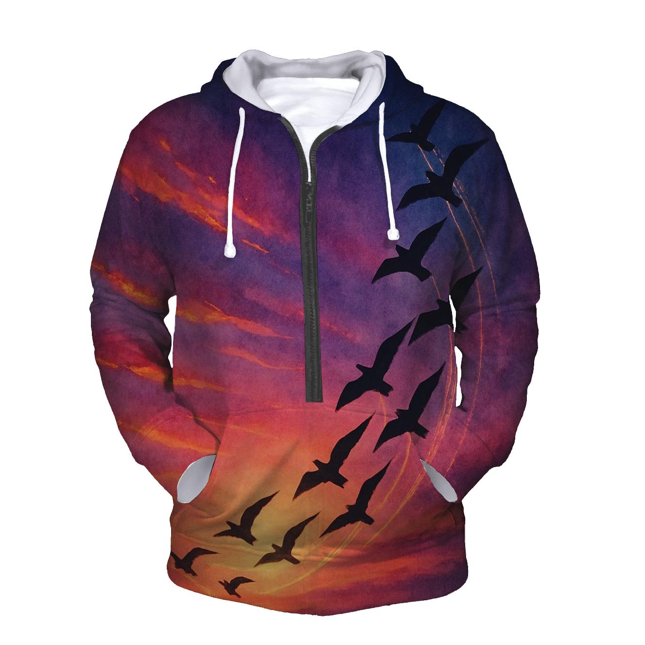Comet Birds At Sundown zip-up hoodies
