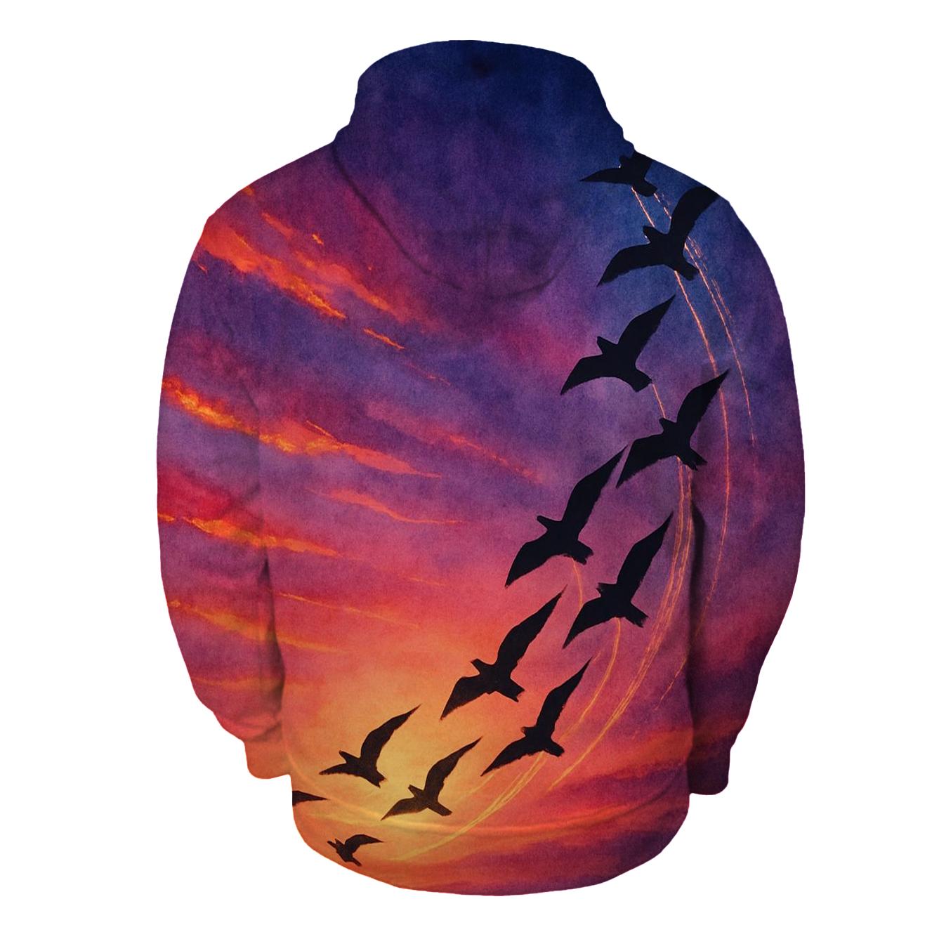 Comet Birds At Sundown zip-up hoodies