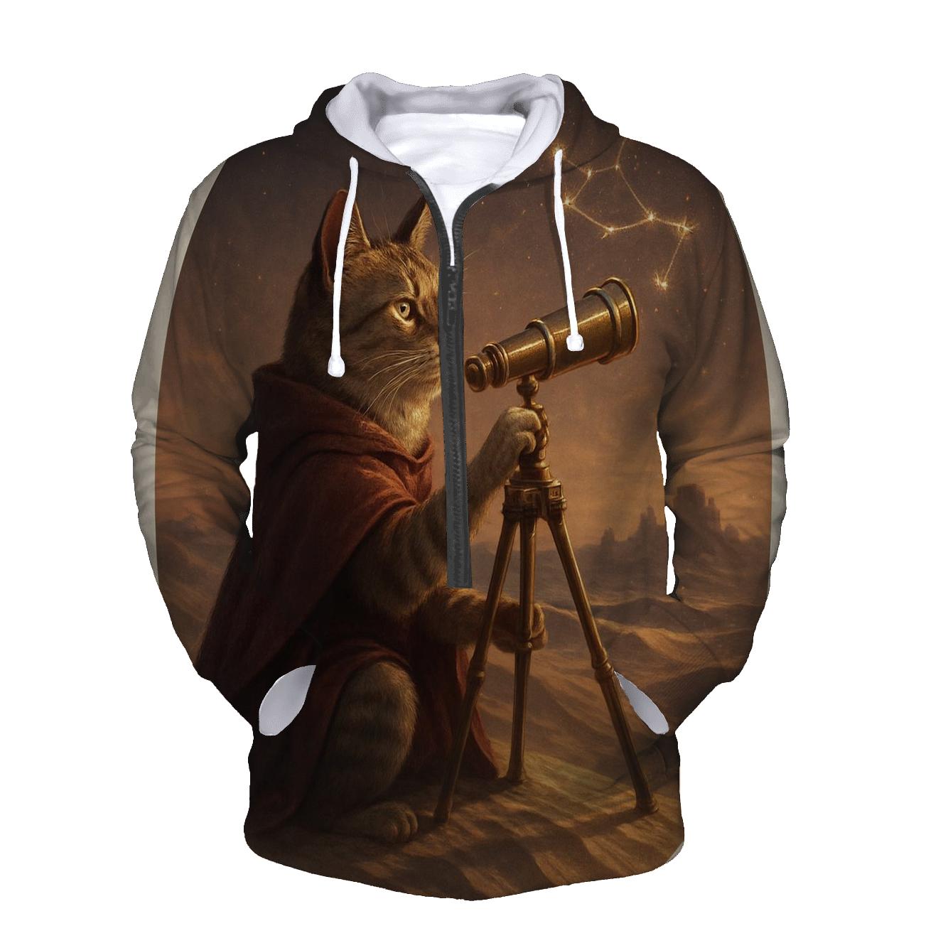 Desert Mirage Astronomer Cat lightweight hoodies