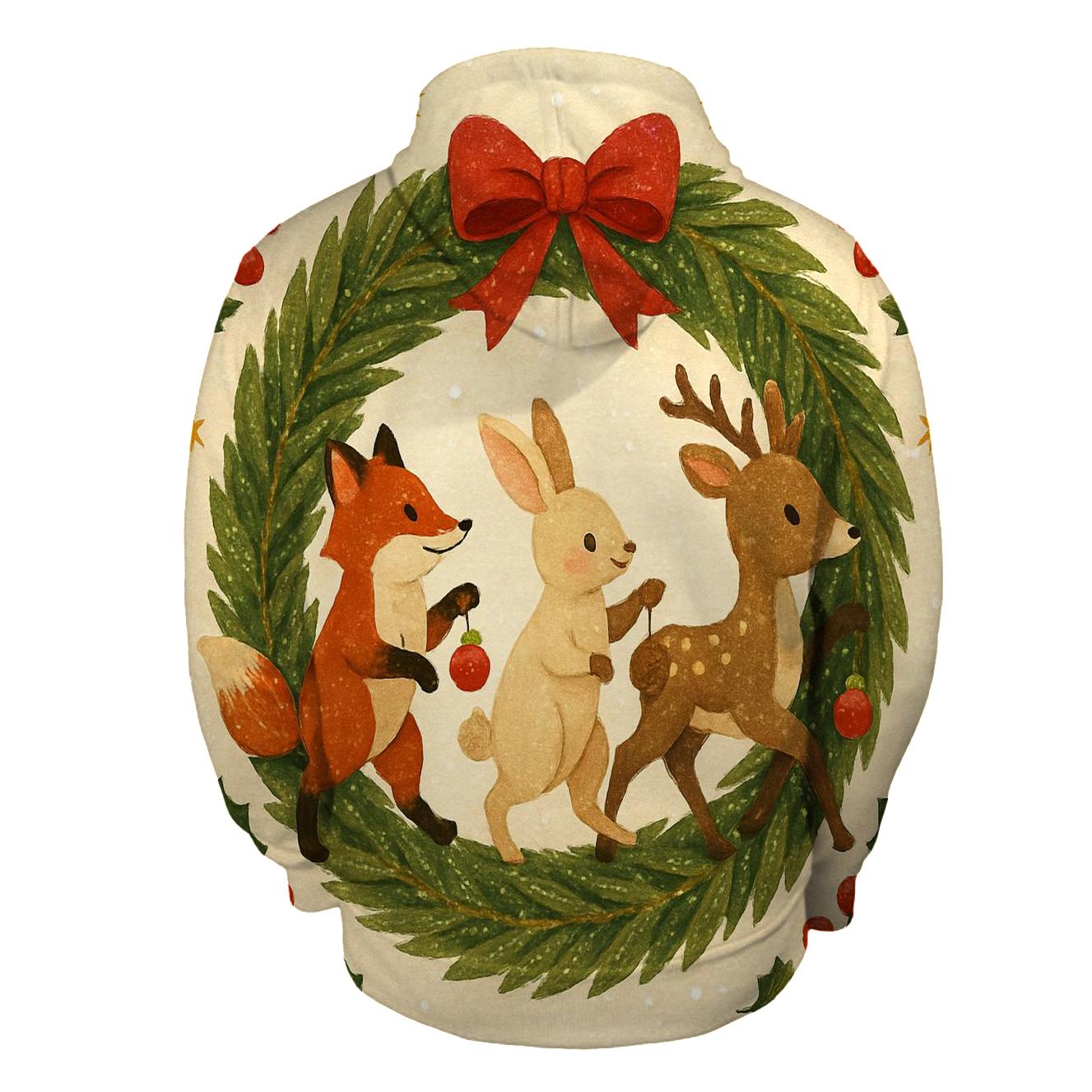 Winter Wildlife Wreath Parade zip-up hoodies