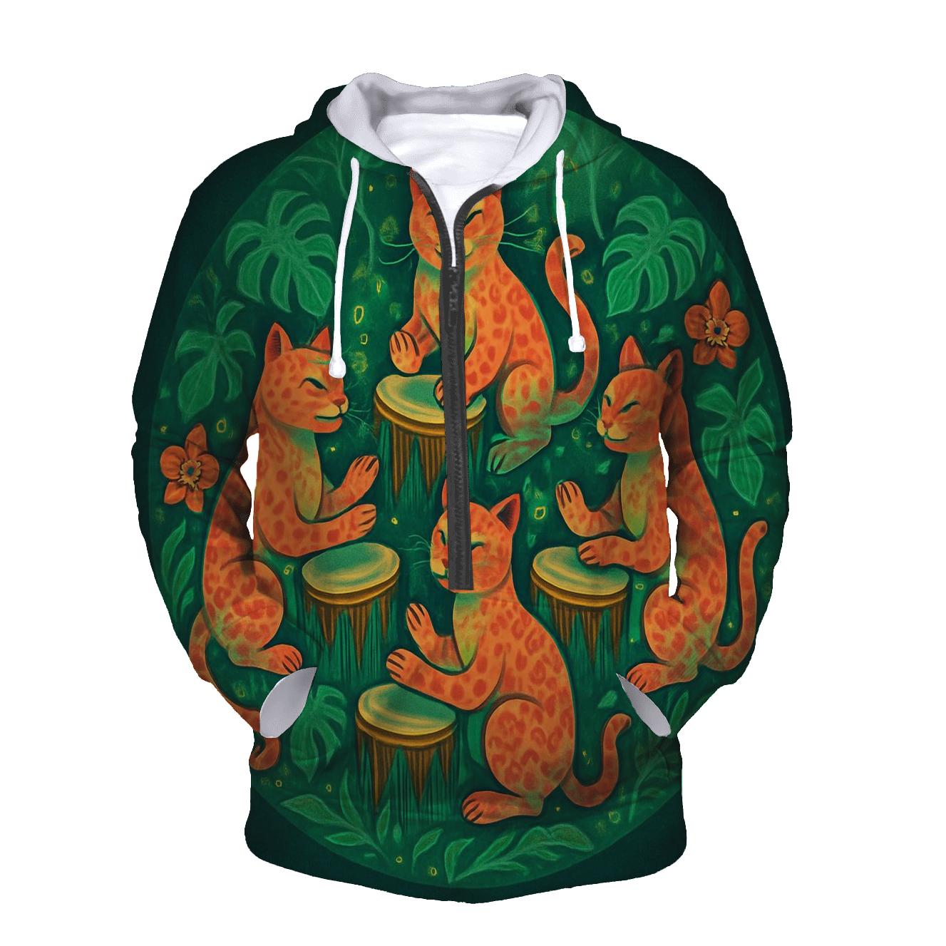Rainforest Drum Circle Cats hoodies fashion
