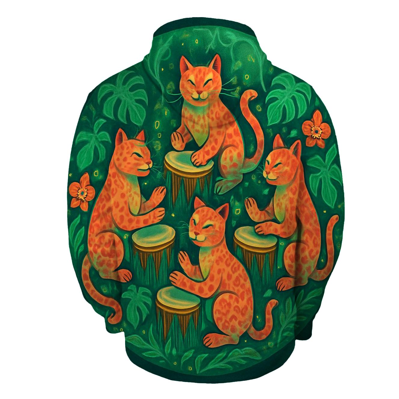 Rainforest Drum Circle Cats hoodies fashion