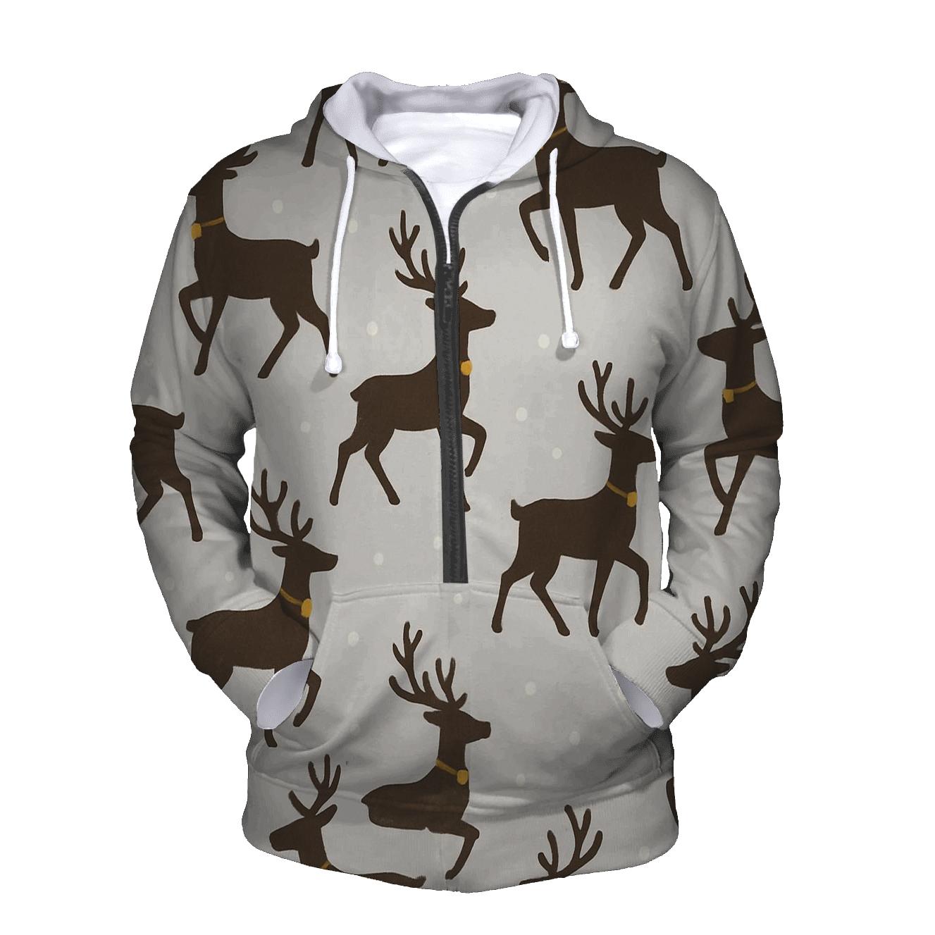 Reindeer Silhouette Diagonal March On Light Gray Background hoodie styles
