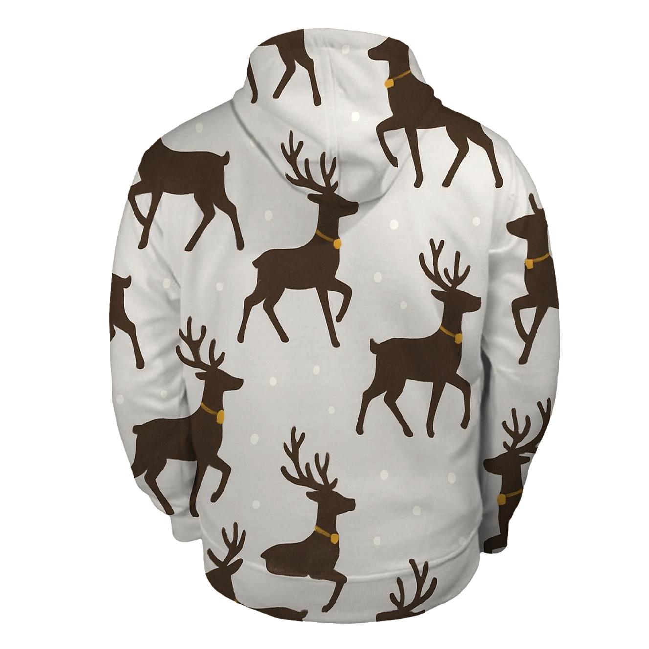 Reindeer Silhouette Diagonal March On Light Gray Background hoodie styles